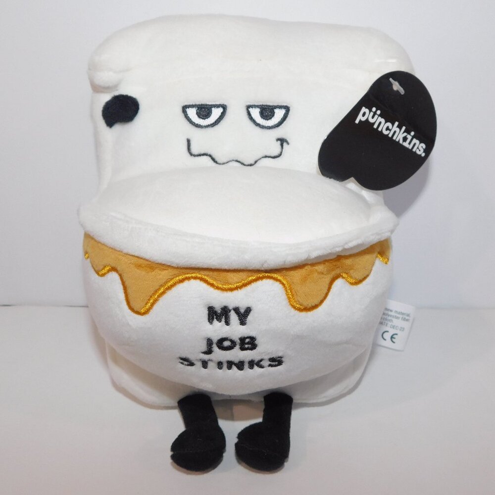 Punchkins 7" Plush Stuffed Toilet Bowl " My Job Stinks " New with Tag